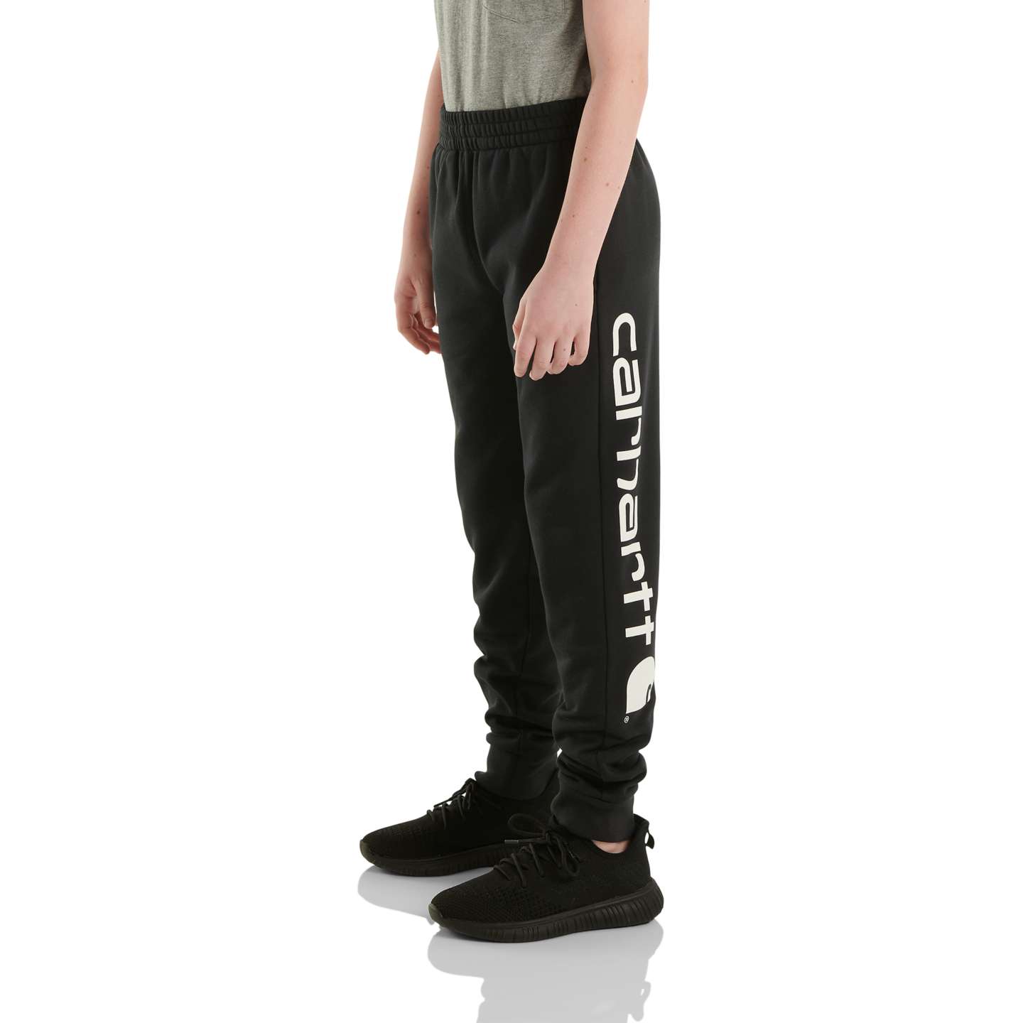 Брюки Carhartt Fleece Logo Sweatpants (Child) для мальчиков, цвет: Чёрный — фото 1