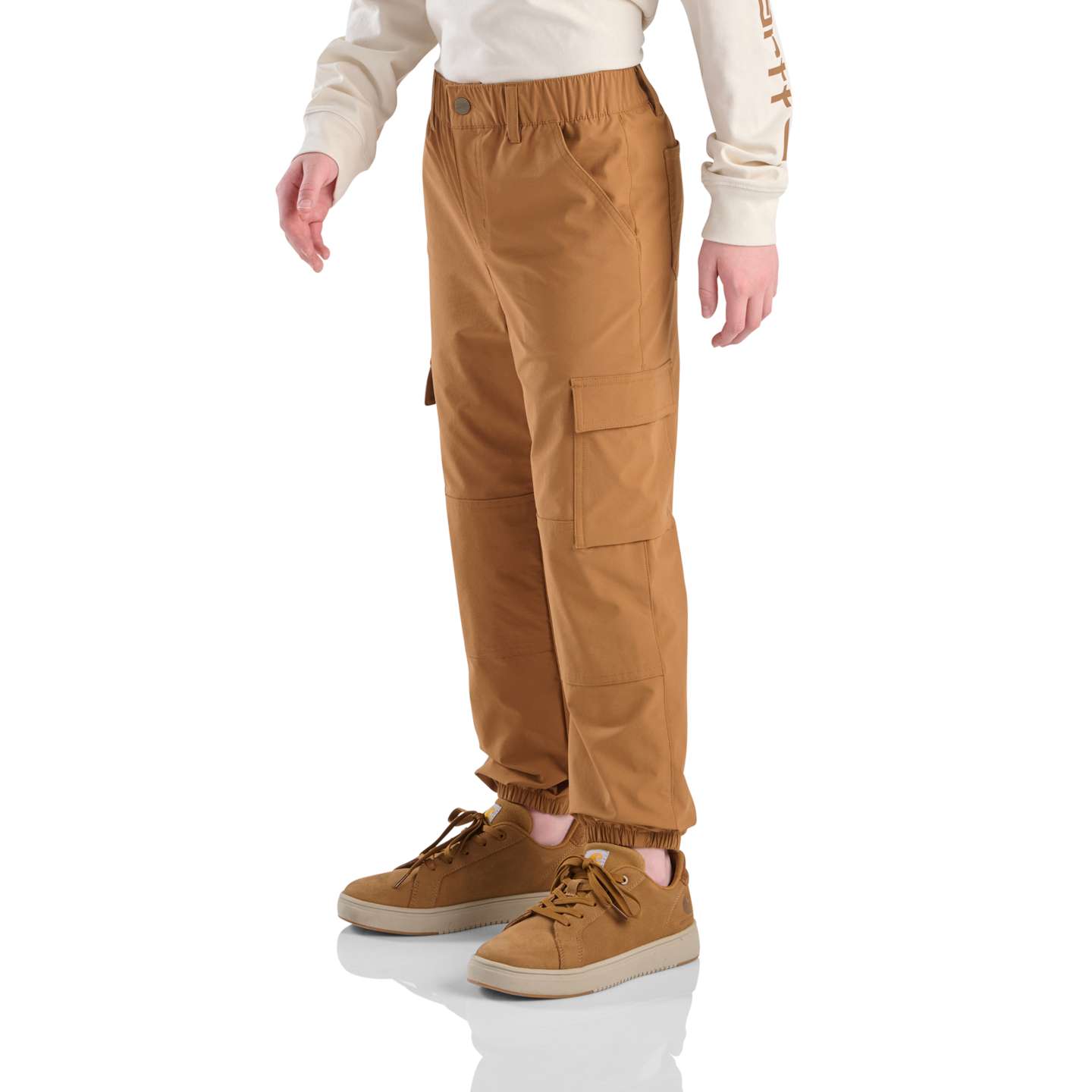 Брюки Carhartt Adjustable Waist Loose Fit Rugged Flex® Cargo Jogger (Child/Youth) для мальчиков, цвет: Коричневый — фото 3