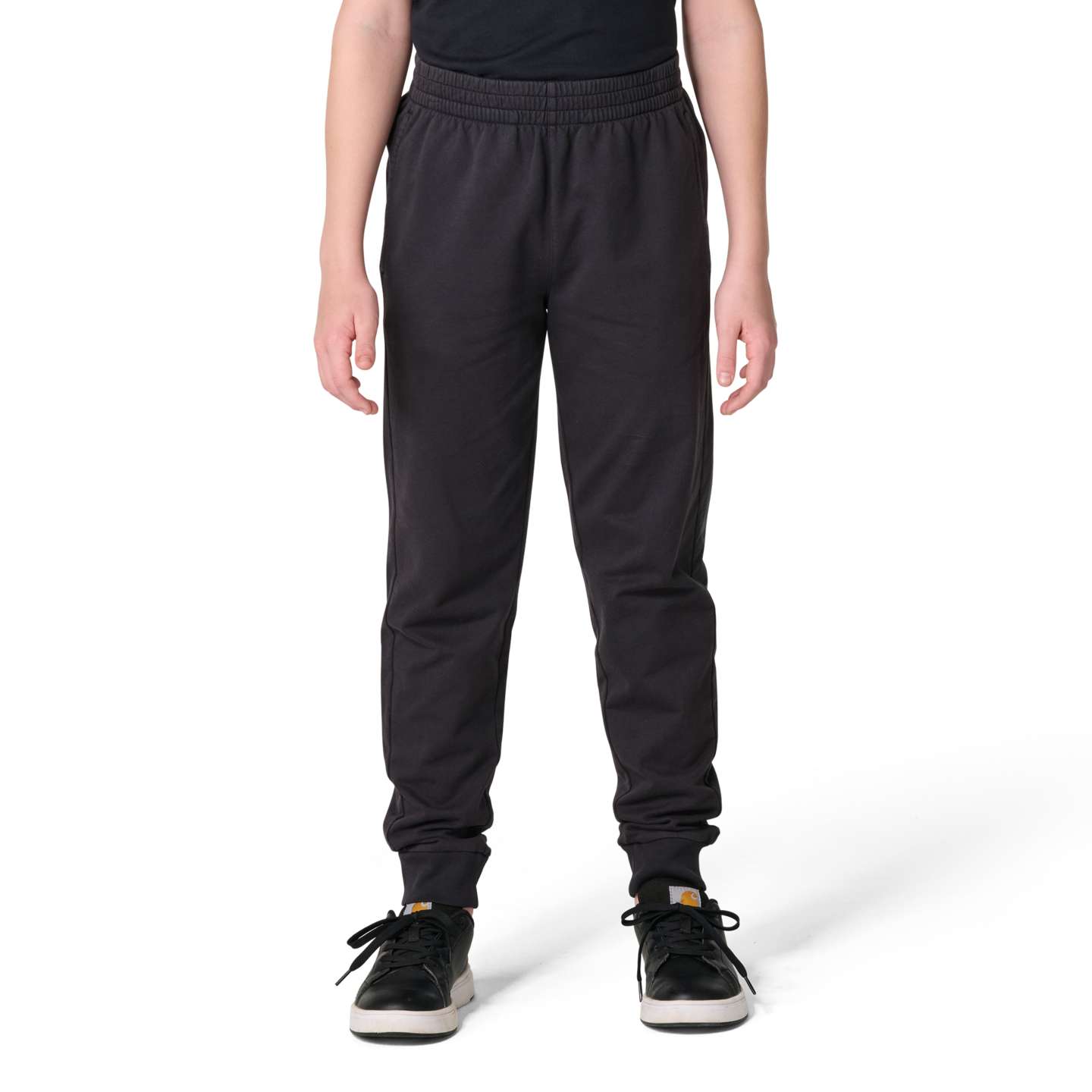 Брюки Carhartt French Terry Garment Dyed Sweatpant (Child) для мальчиков, цвет: Потёртый чёрный — фото 1