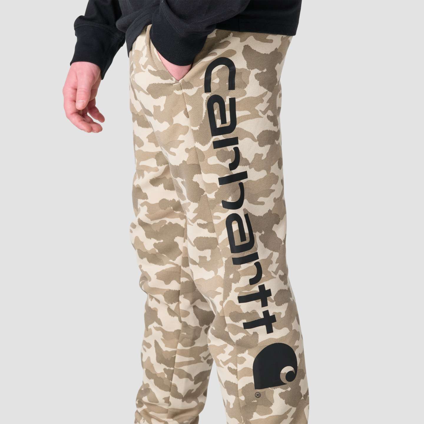 Брюки Carhartt Elastic Waistband Fleece Camo Printed Sweatpant для мальчиков, цвет: Бежевый — фото 5