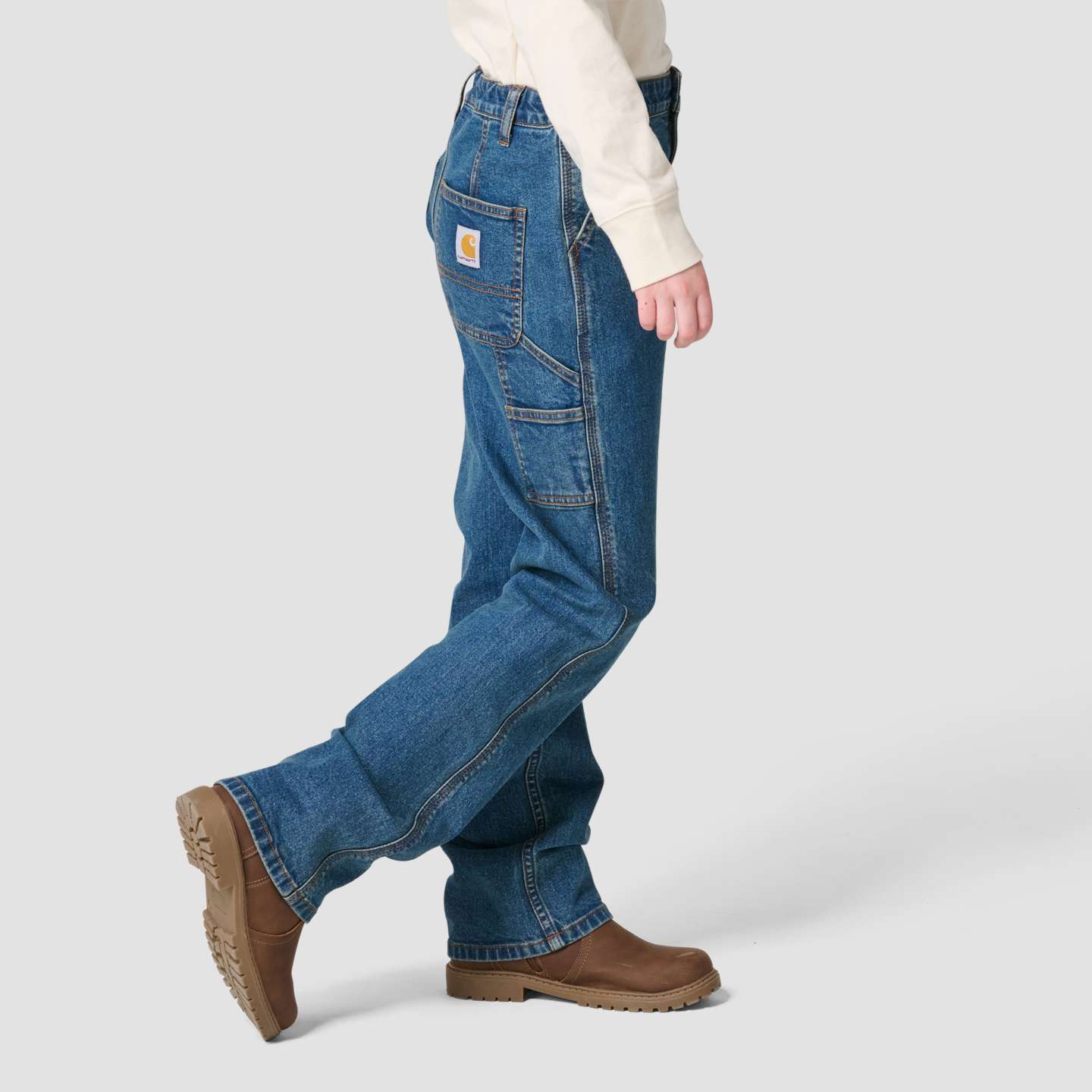 Джинсы Carhartt Adjustable Waistband Essential Work Jean (Child/Youth) для девочек, цвет: Джинсовая средняя варка — фото 4