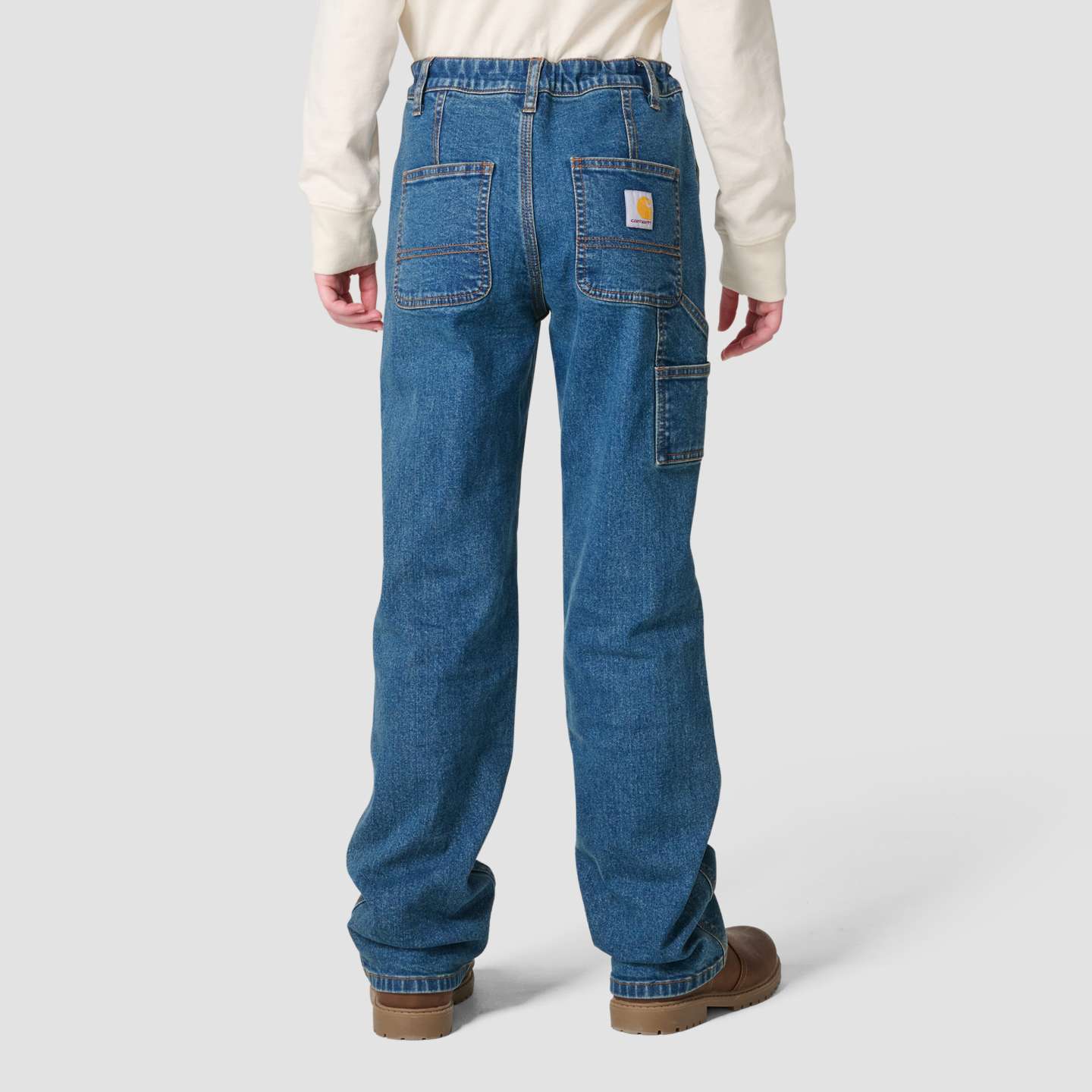 Джинсы Carhartt Adjustable Waistband Essential Work Jean (Child/Youth) для девочек, цвет: Джинсовая средняя варка — фото 2