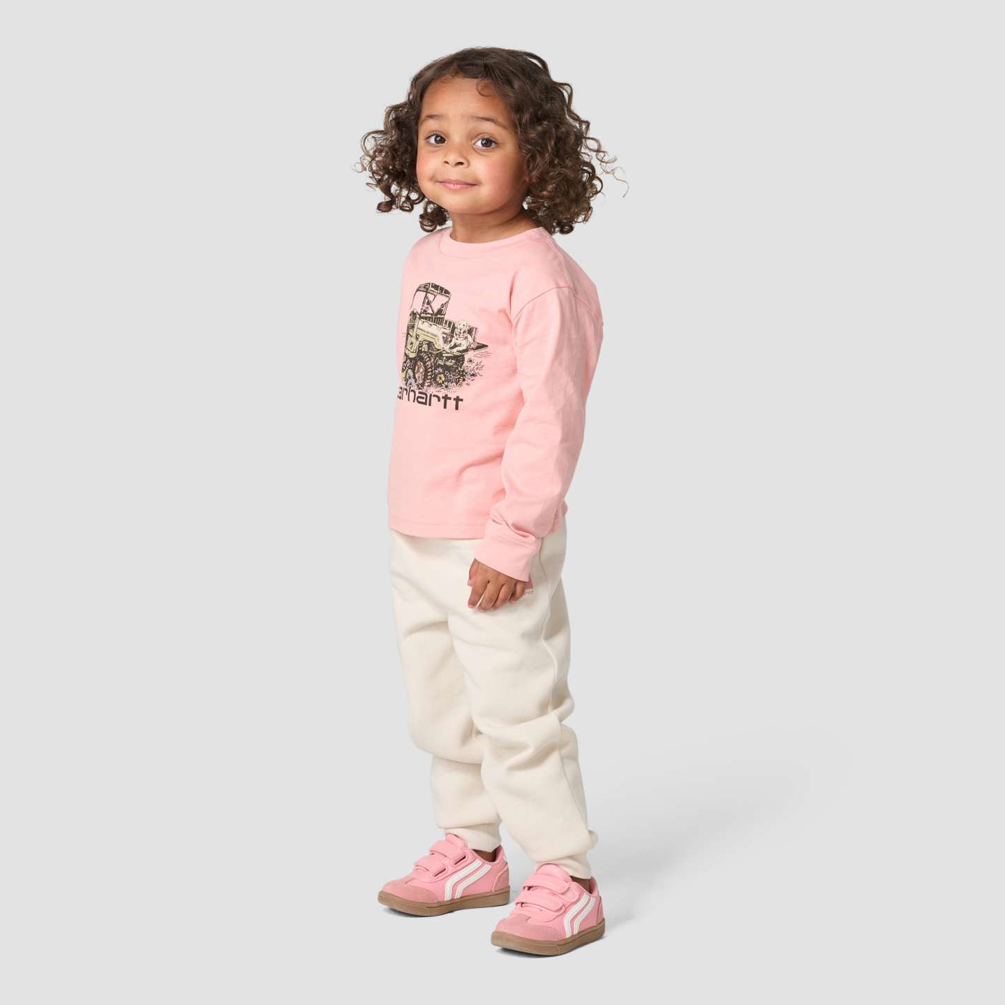 Брюки Carhartt Elastic Waistband Logo Sweatpant для девочек-малышей, цвет: Меловой — фото 3