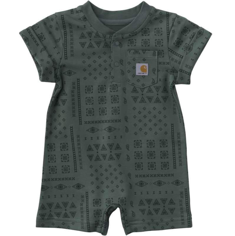 Carhartt  Vintage Green Kids' Short Sleeve French Terry Romper (Baby)