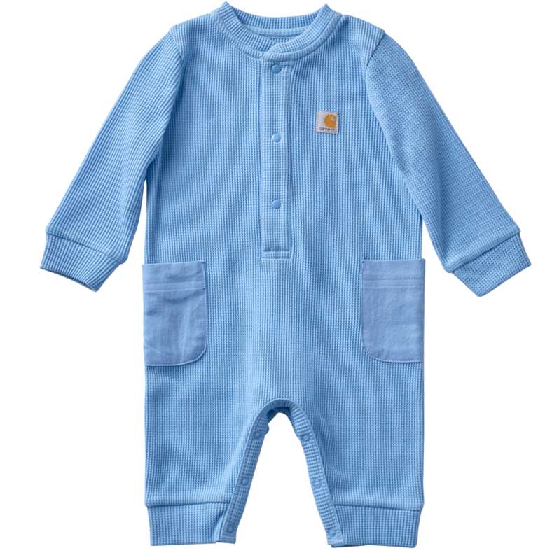 Carhartt  Dark Tranquil Blue Heather Kids' Long Sleeve Thermal Henley Coverall (Baby)