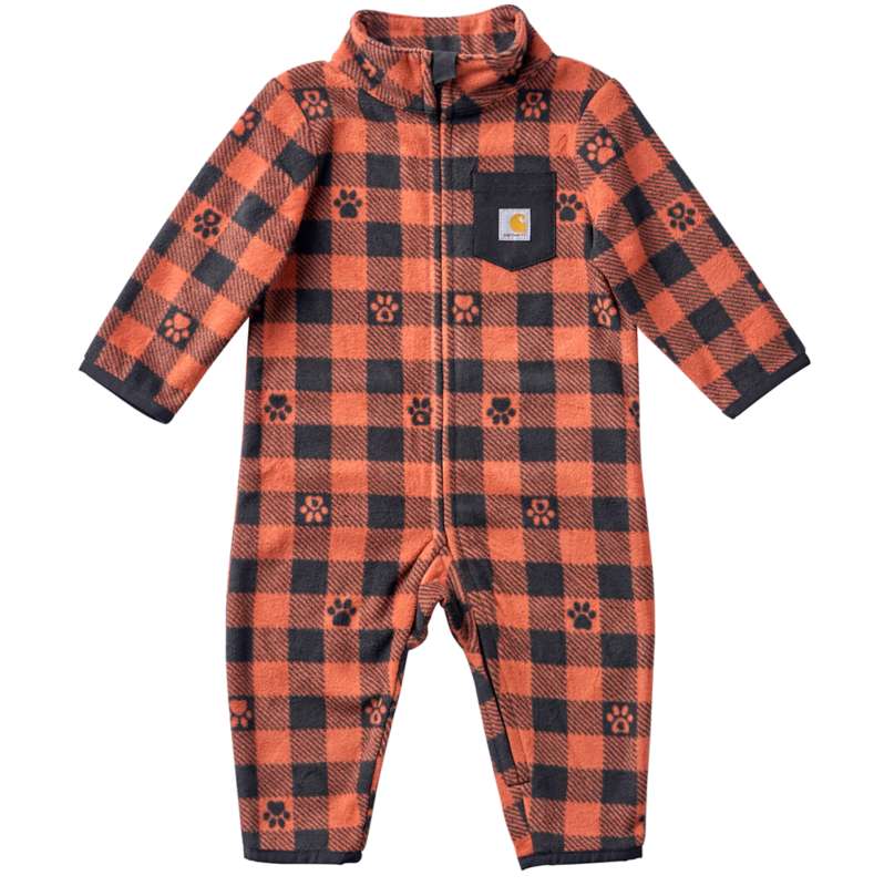 Carhartt  Homestead Red Kids' Long Sleeve Zip-Front Microfleece Printed Coverall (Baby)