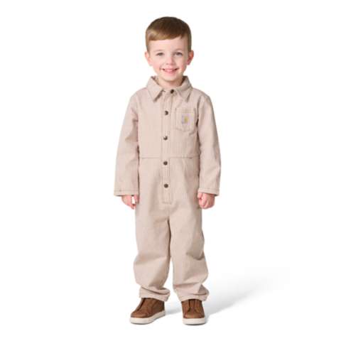 Детский комбинезон Carhartt Long Sleeve Snap-Front Twill Stripe Coverall, цвет: Коричневый