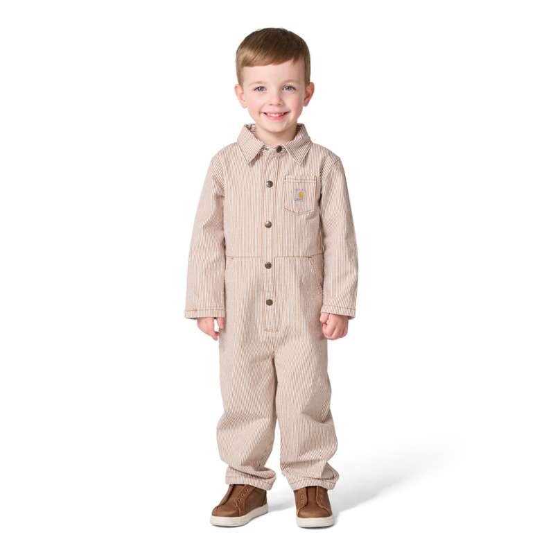 Carhartt  Carhartt Brown Kids' Long Sleeve Snap-Front Twill Stripe Coverall (Baby/Toddler)