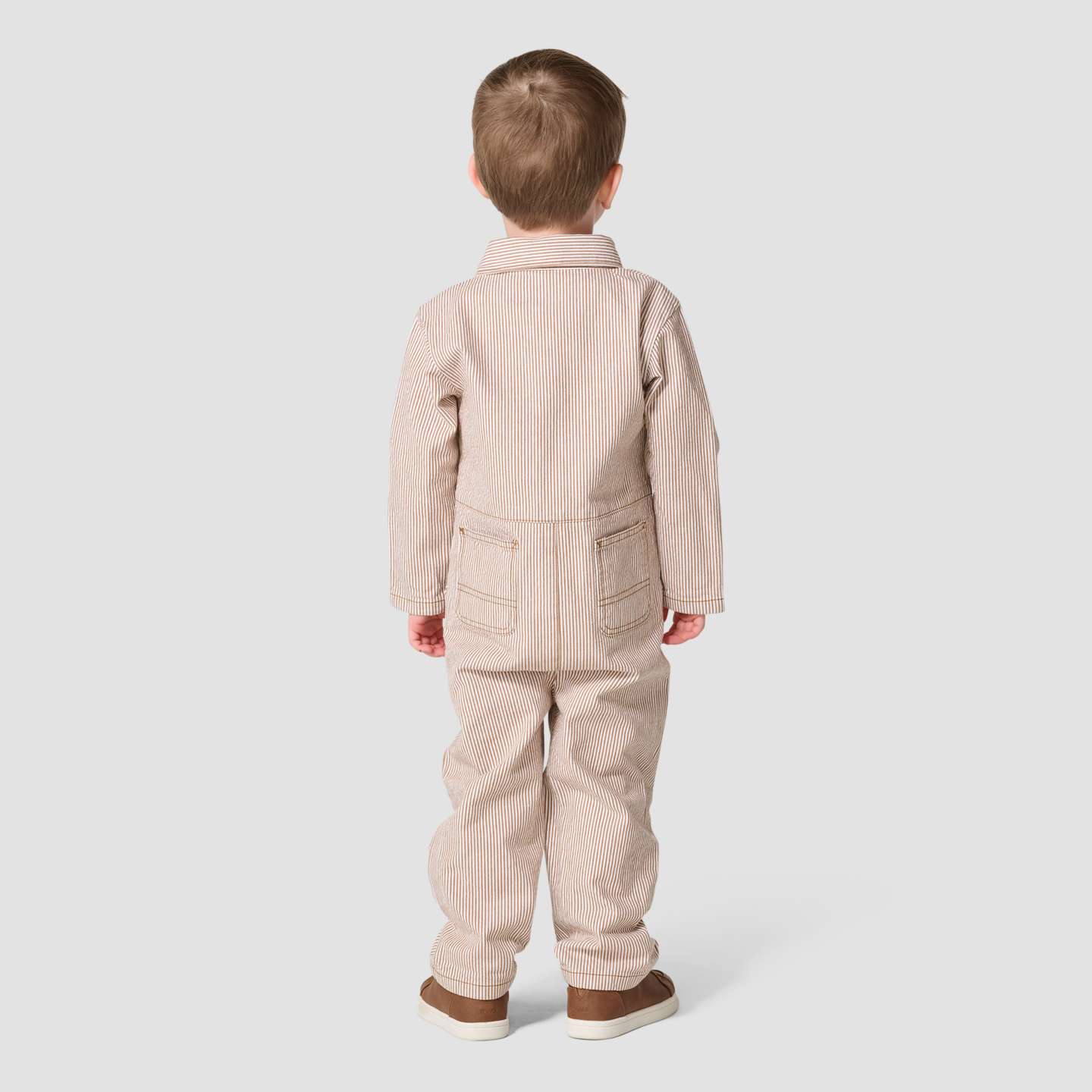 Детский комбинезон Carhartt Long Sleeve Snap-Front Twill Stripe Coverall, цвет: Коричневый — фото 2