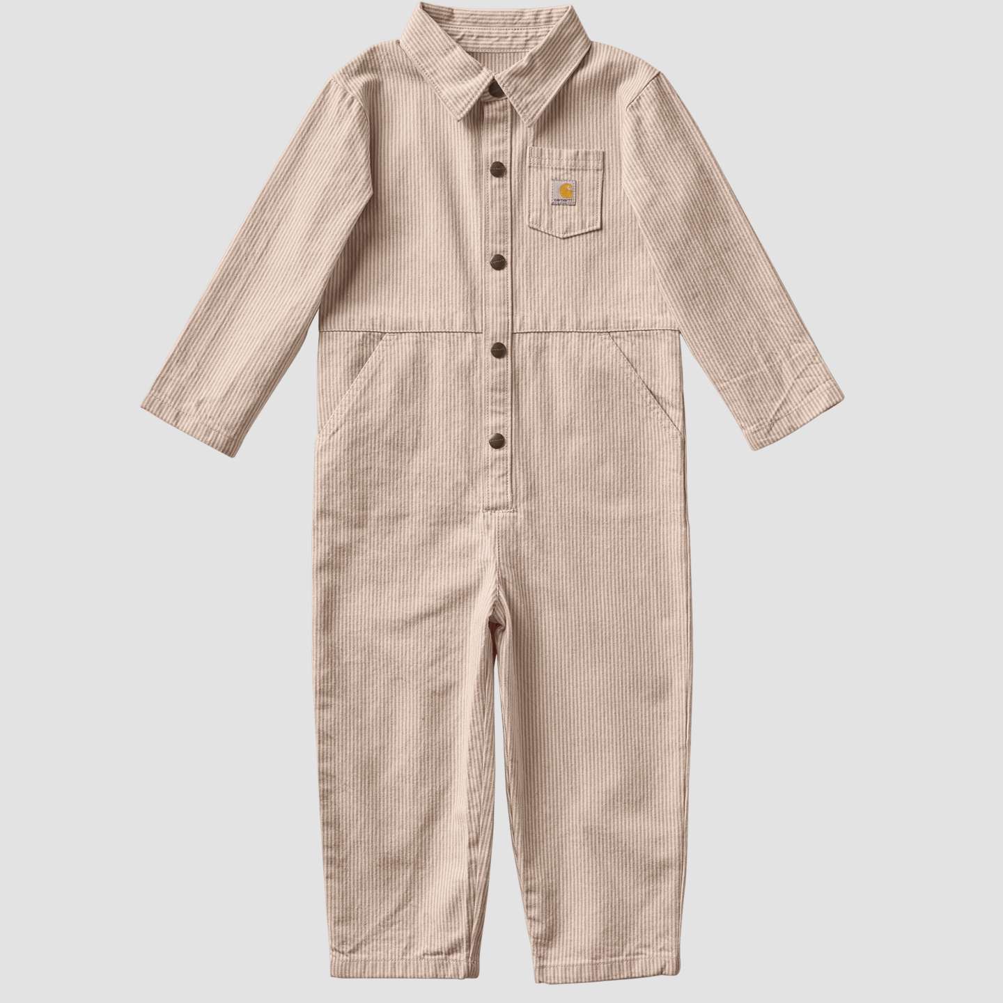Детский комбинезон Carhartt Long Sleeve Snap-Front Twill Stripe Coverall, цвет: Коричневый — фото 5