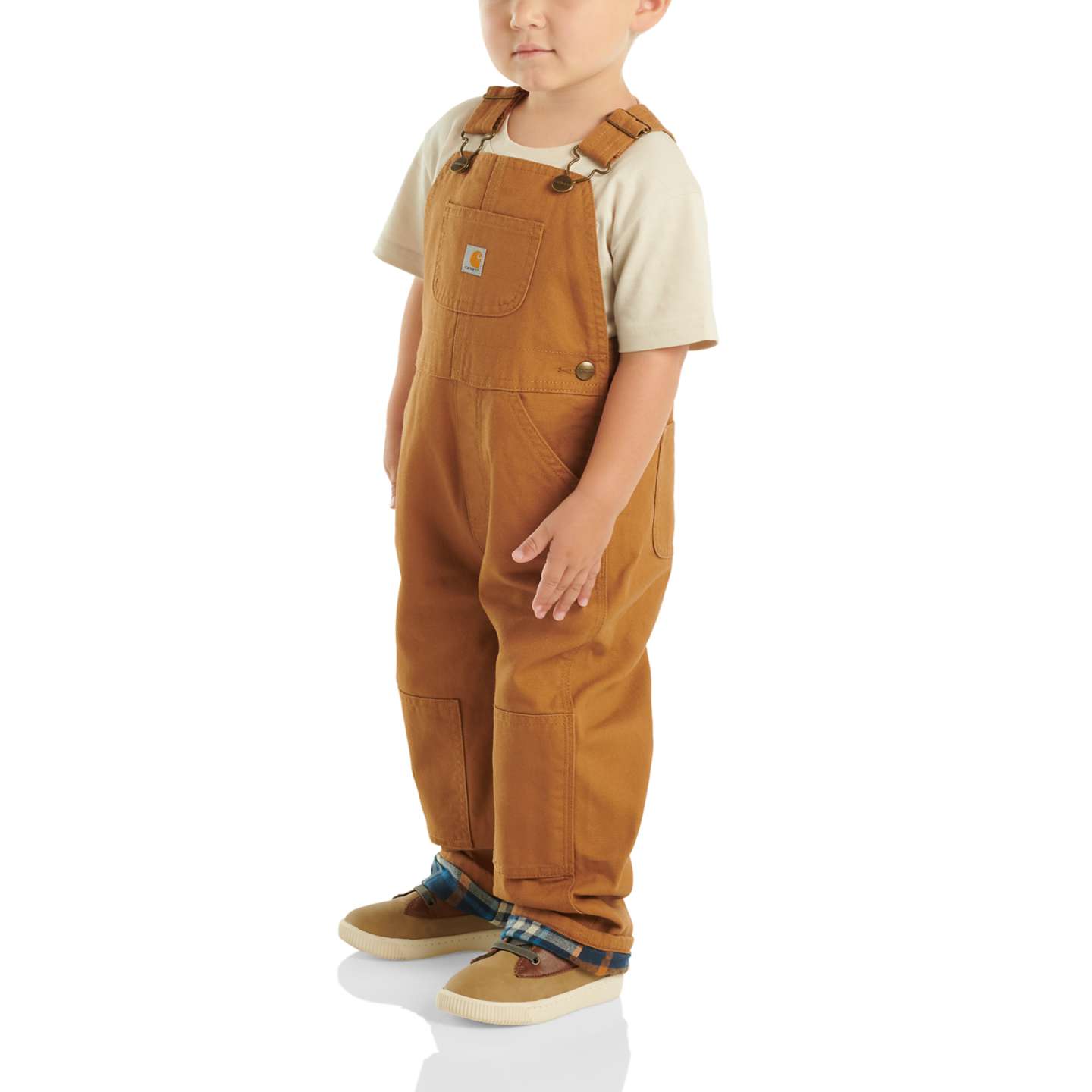 Детский комбинезон Carhartt Canvas Bib Overall Flannel-Lined, цвет: Коричневый — фото 3
