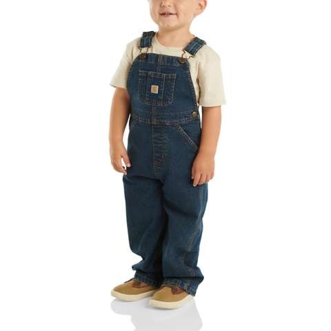 Детский джинсовый полукомбинезон Carhartt Washed Denim для малышей, цвет: Джинсовая средняя варка