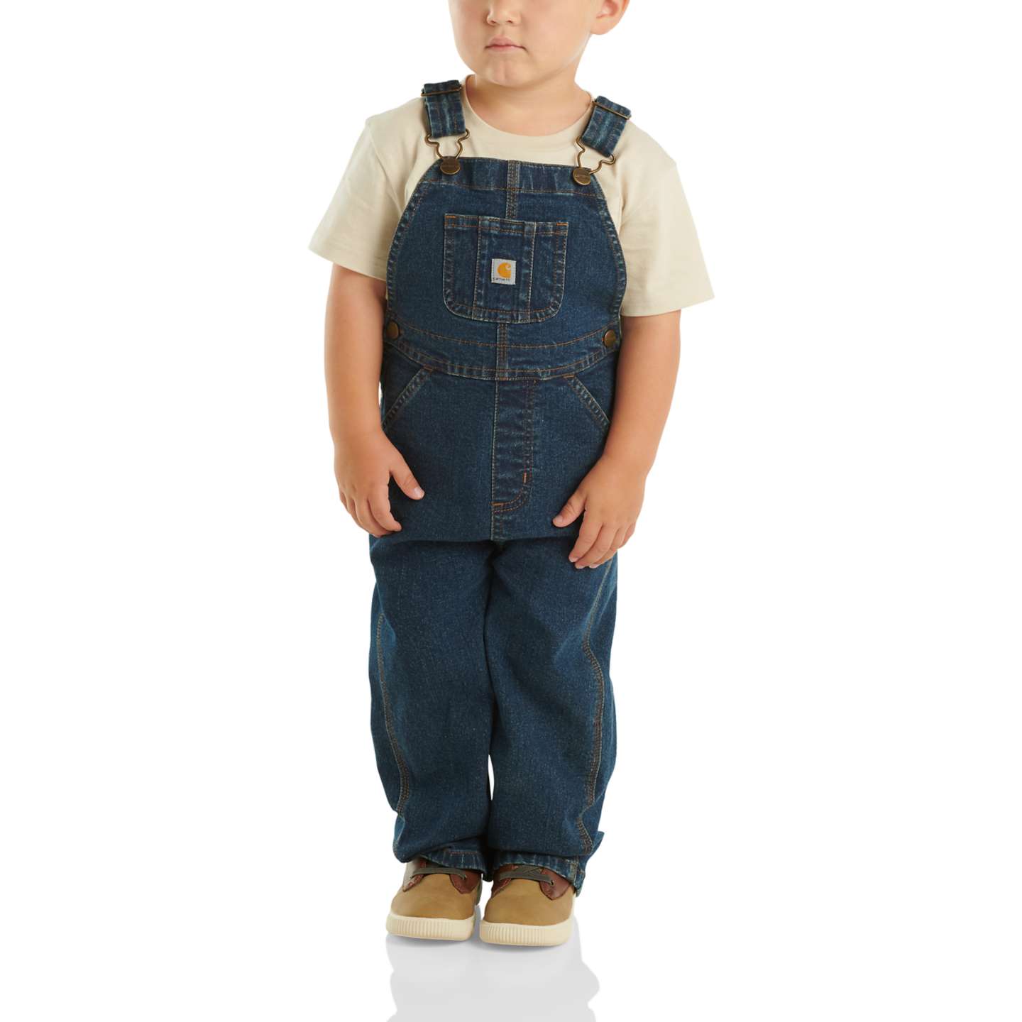 Детский джинсовый полукомбинезон Carhartt Washed Denim для малышей, цвет: Джинсовая средняя варка — фото 3