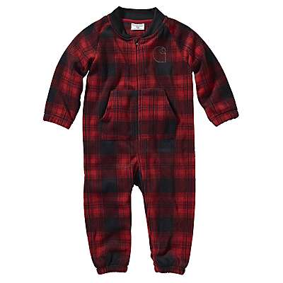 Carhartt Infant boy,infant girl Jalepeno Red Kids' Plaid Fleece Coverall