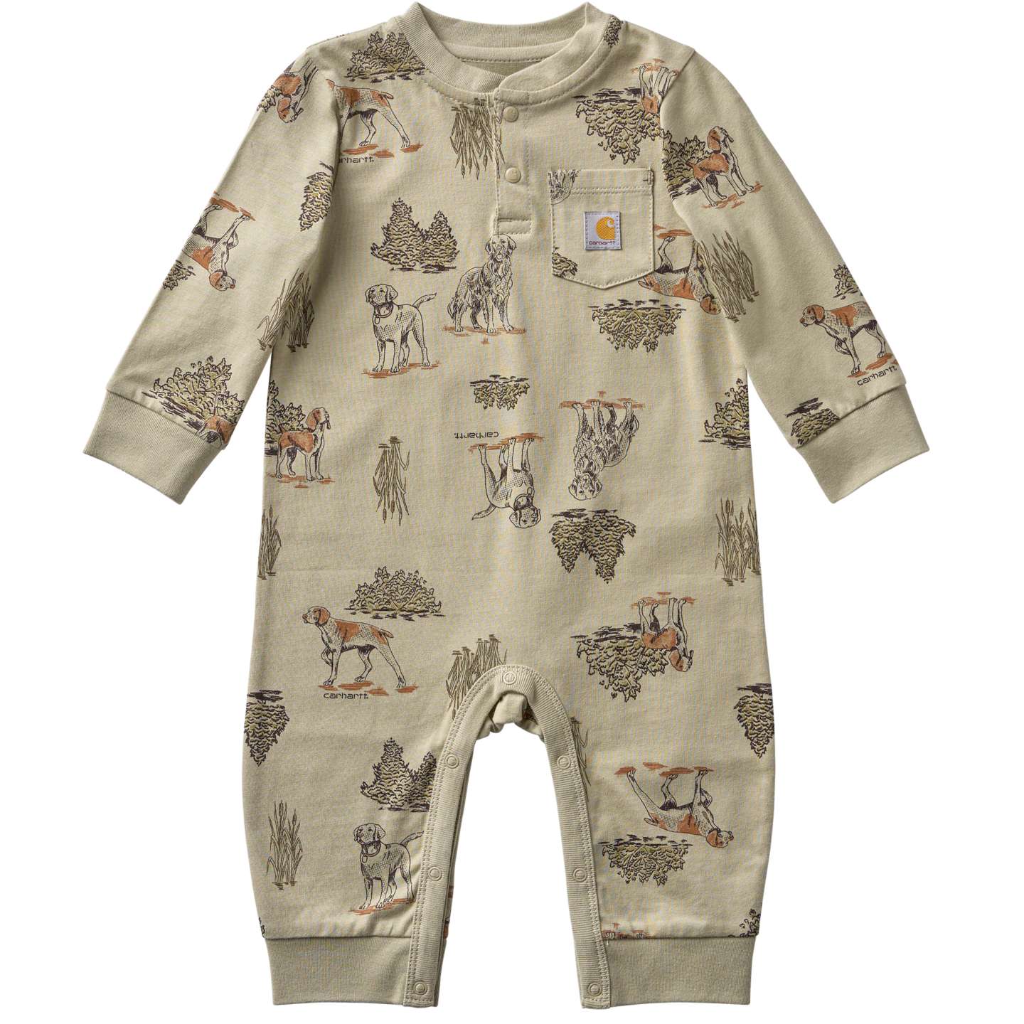 Комбинезон Carhartt Long Sleeve Dog Print Coverall для мальчиков-малышей, цвет: Песчаниковый — фото 1