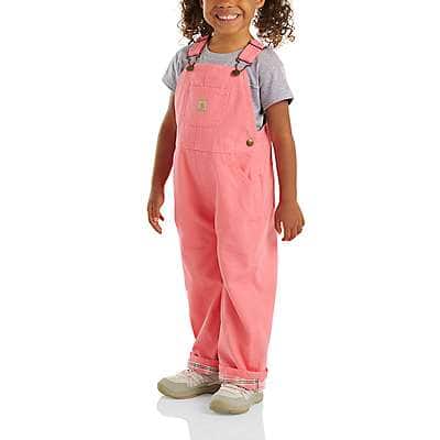 Carhartt Toddler girl,infant girl Pink Lemonade Girls' Loose Fit Canvas Flannel Lined Bib Overall