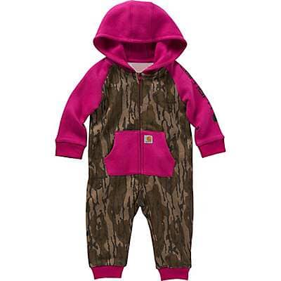 Carhartt Infant girl Mossy Oak Bottomland Camo Girls' Long-Sleeve Fleece Zip-Front Hooded Camo Coverall