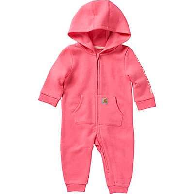 Carhartt Infant girl Pink Lemonade Girls' Long-Sleeve Fleece Zip-Front Hooded Coverall