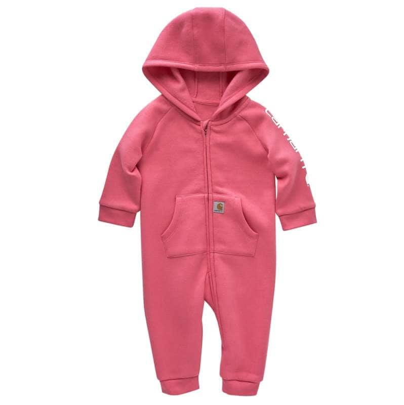 Carhartt  Pink Rose Girls' Long Sleeve Fleece Zip-Front Hooded Coverall (Infant)