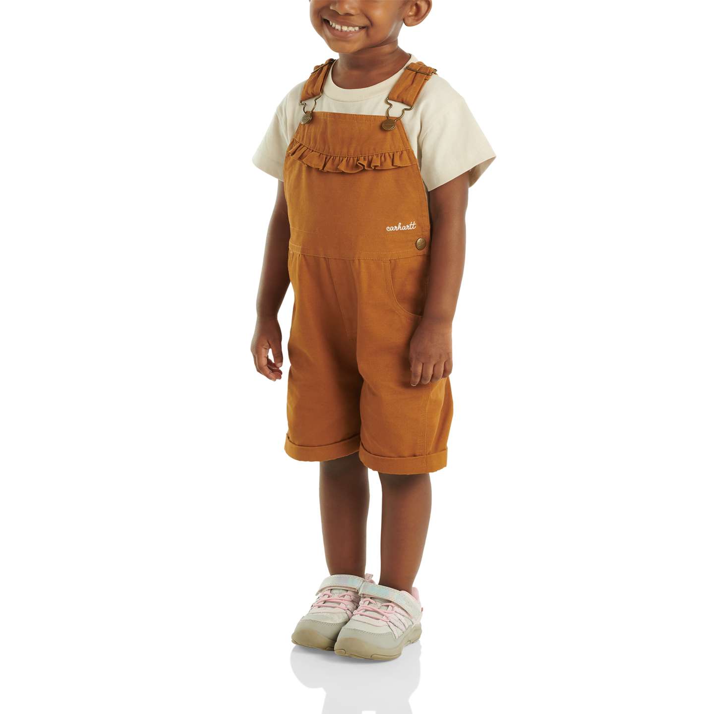 Комбинезоны Carhartt Canvas Ruffle Front Shortall для девочек-малышей, цвет: Коричневый — фото 3