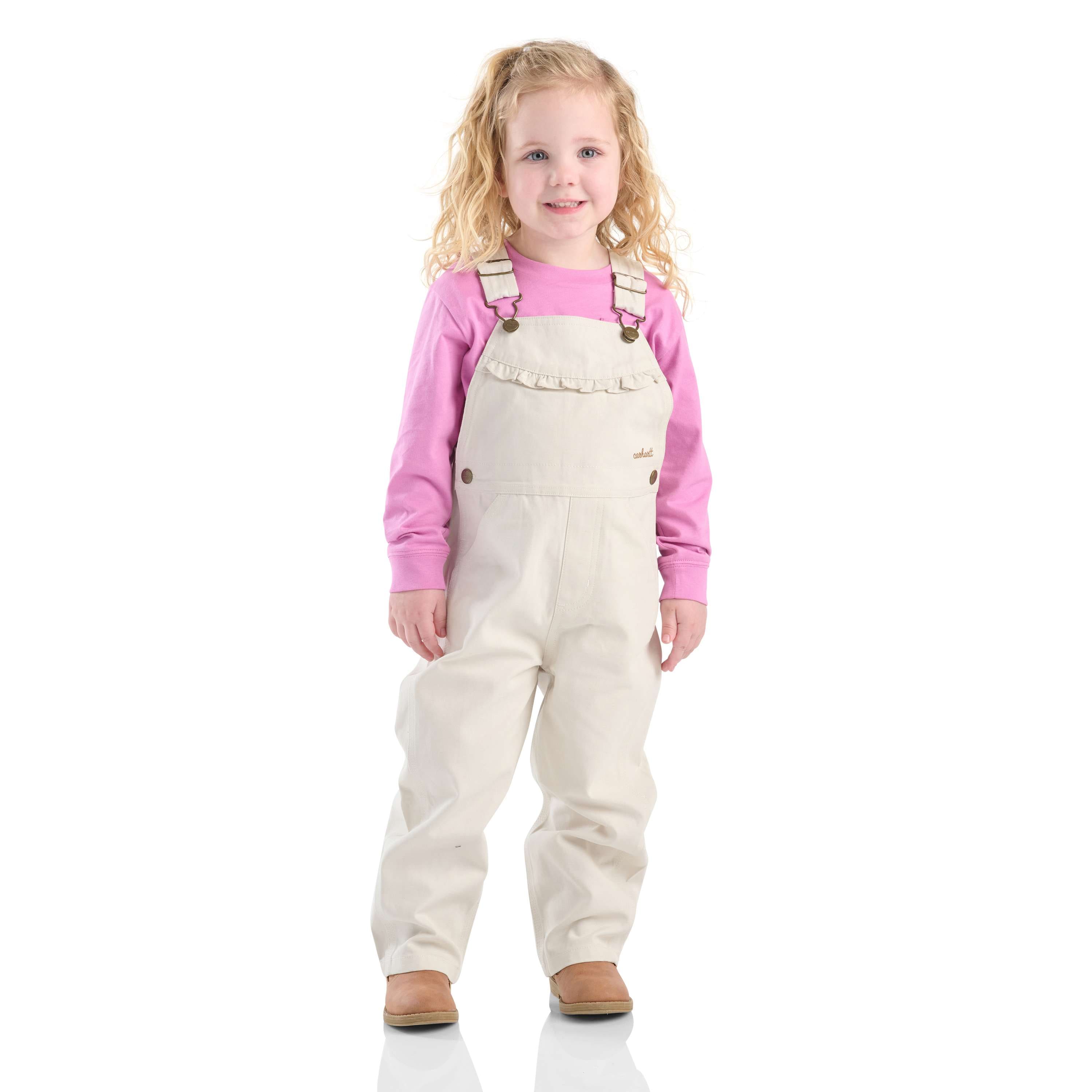 Additional thumbnail 1 of Girls' Long-Sleeve Canvas Ruffle Front Overall (Baby/Toddler)