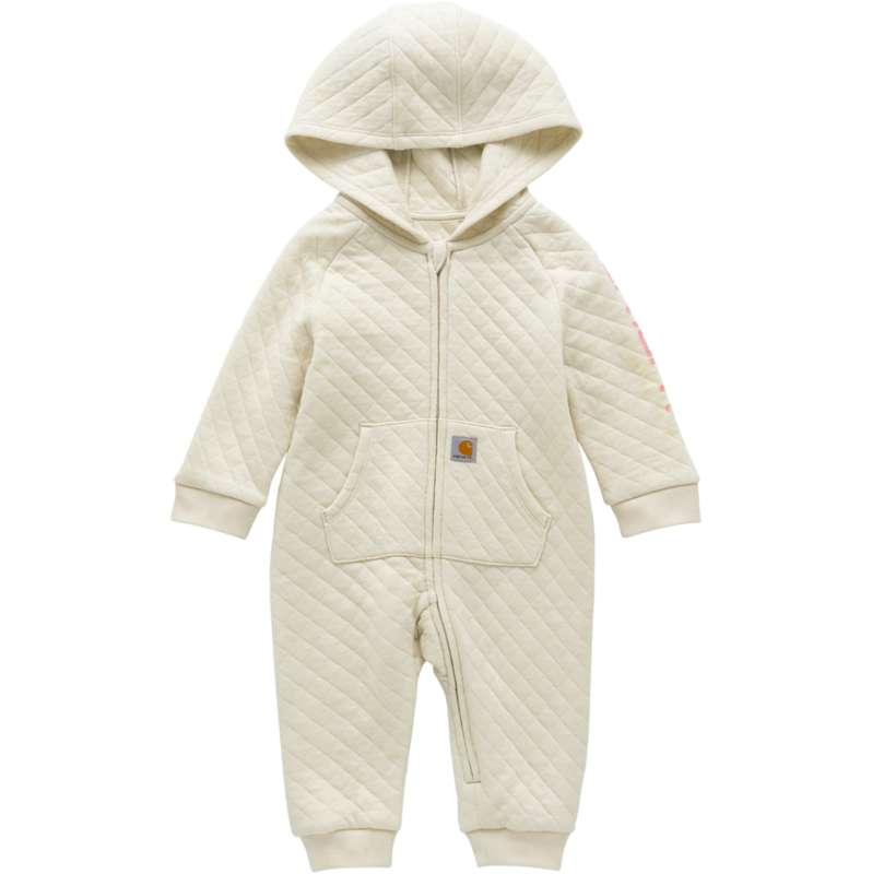 Carhartt  Chalk Girls' Long Sleeve Quilted Jersey Zip-Front Hooded Coverall (Infant)