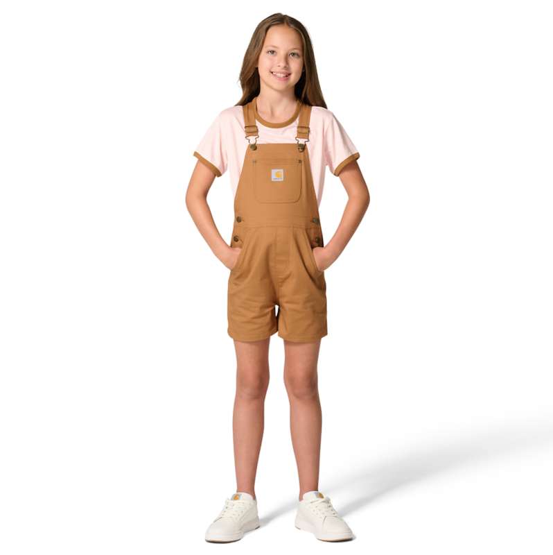 Carhartt  Carhartt Brown Girls' Rugged Flex™ Canvas Shortall (Child)