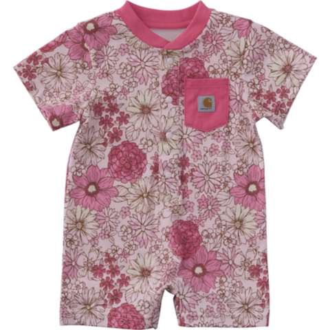 Детские комбинезоны Carhartt Girls' Short Sleeve Floral Henley Pocket Romper (Baby)