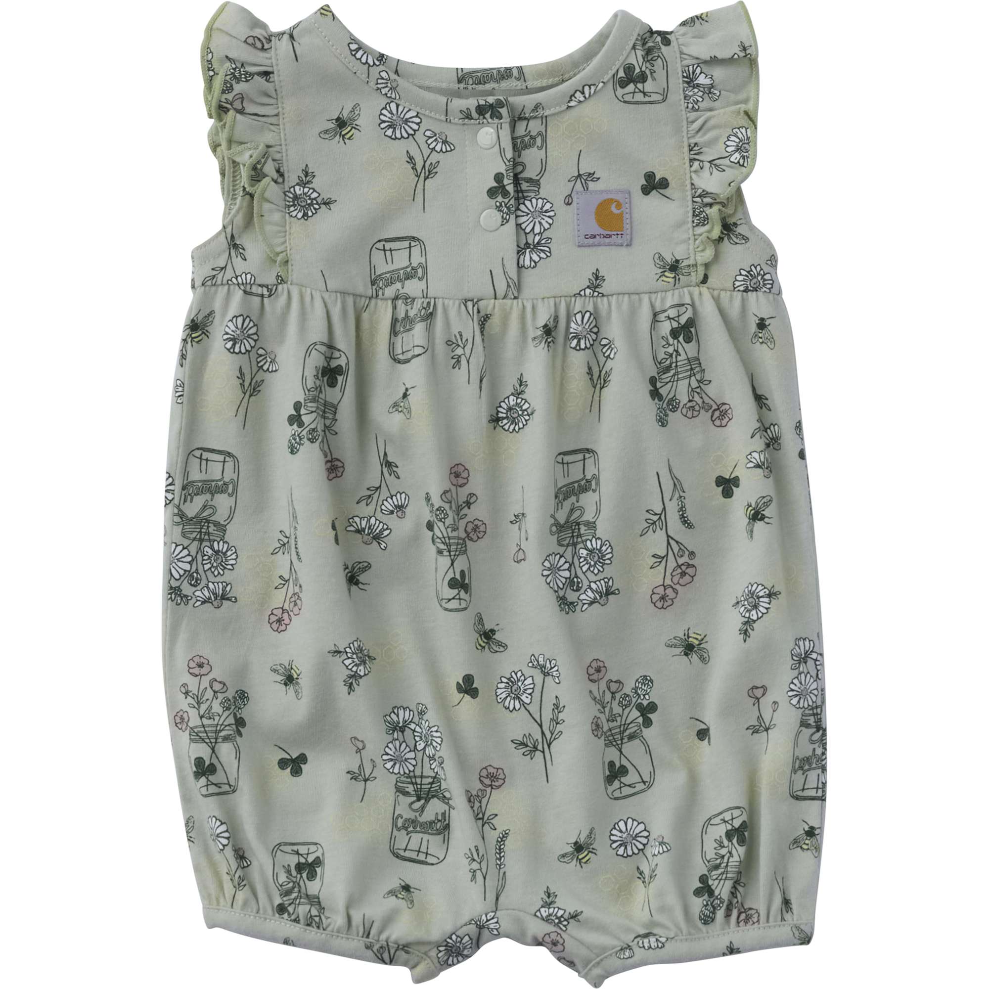 Carhartt Girls' Sleeveless Bee Print Romper (Baby)