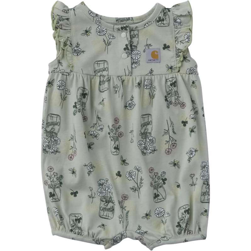 Carhartt  Tender Greens Girls' Sleeveless Bee Print Romper (Baby)