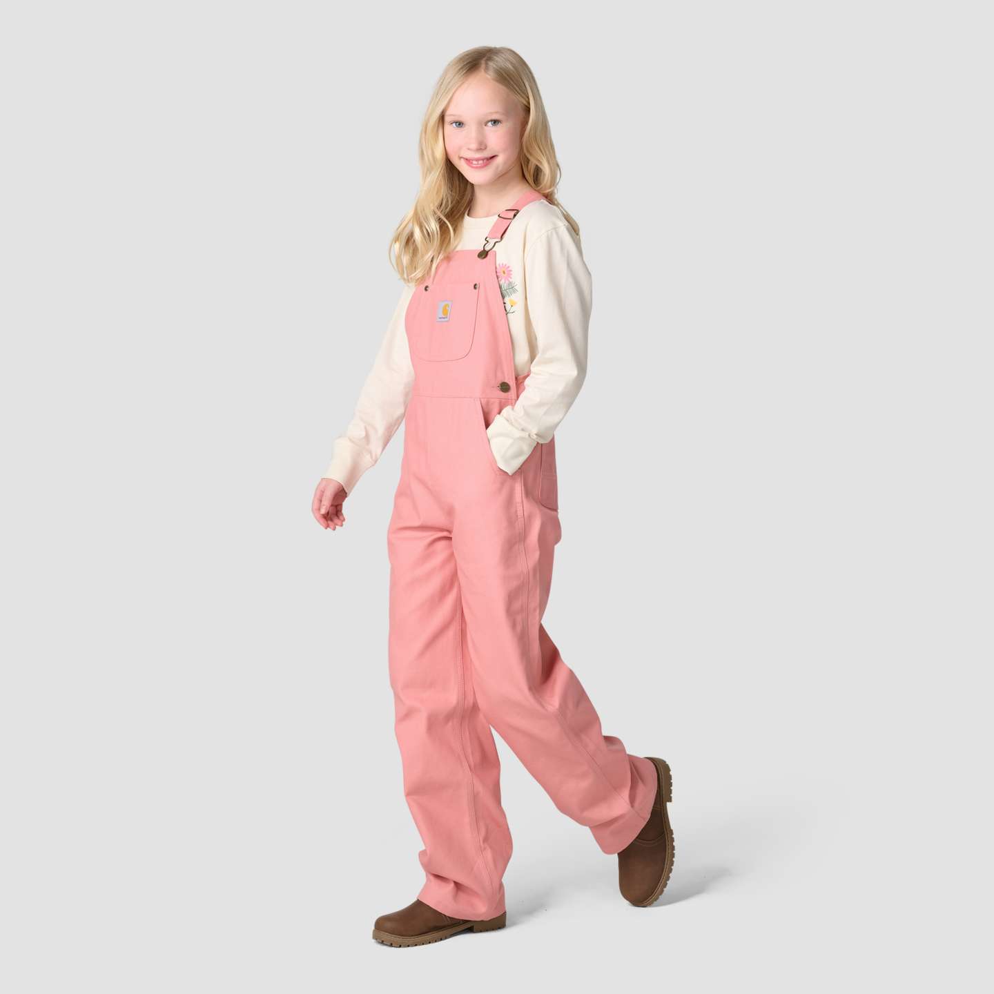 Детский полукомбинезон Carhartt из канваса без подкладки, Child/Youth, цвет: Розовый — фото 3