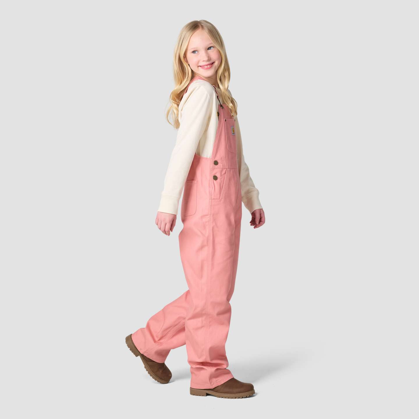 Детский полукомбинезон Carhartt из канваса без подкладки, Child/Youth, цвет: Розовый — фото 4