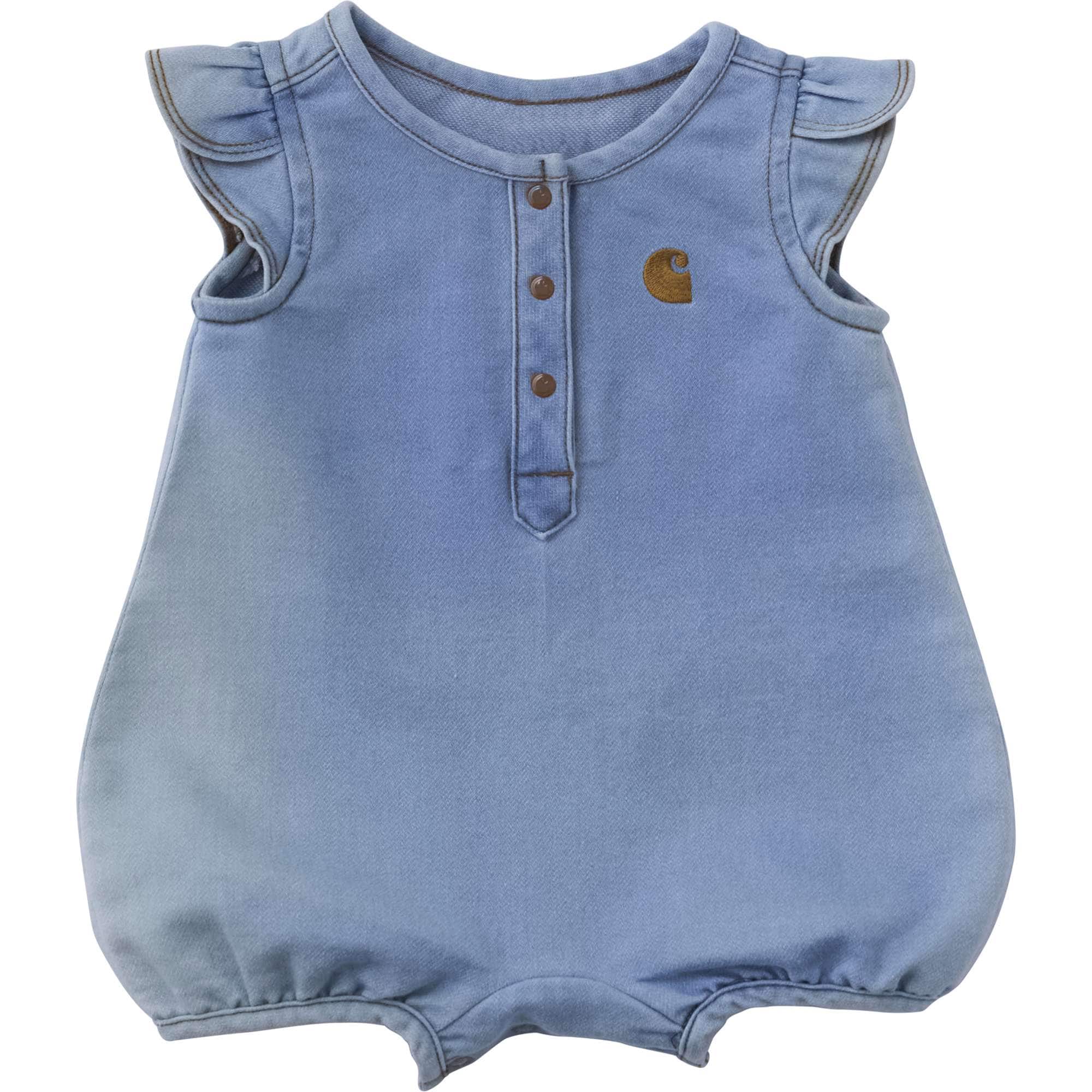 Carhartt Girls' Short Sleeve Denim Henley Romper (Baby)
