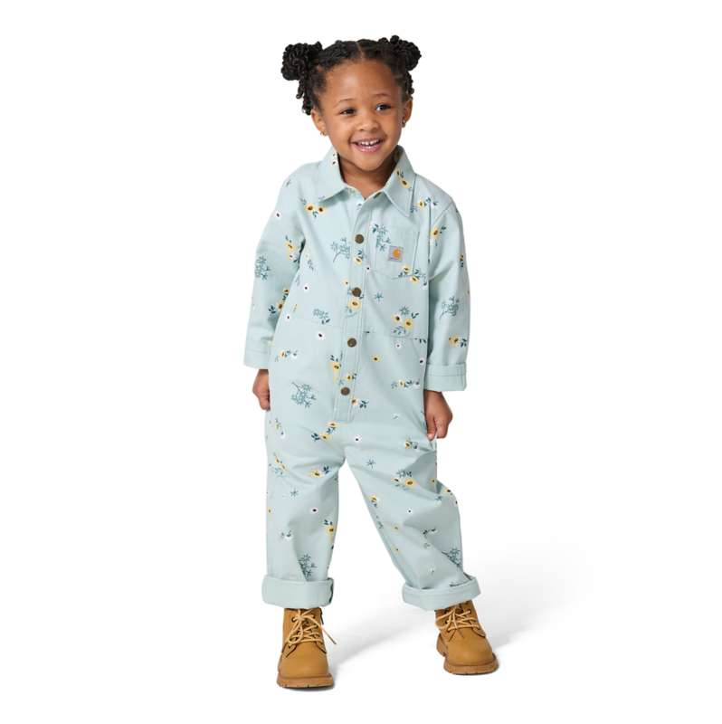 Carhartt  Blue Haze Girls' Long Sleeve Snap-Front Printed Canvas Coverall (Baby/Toddler)