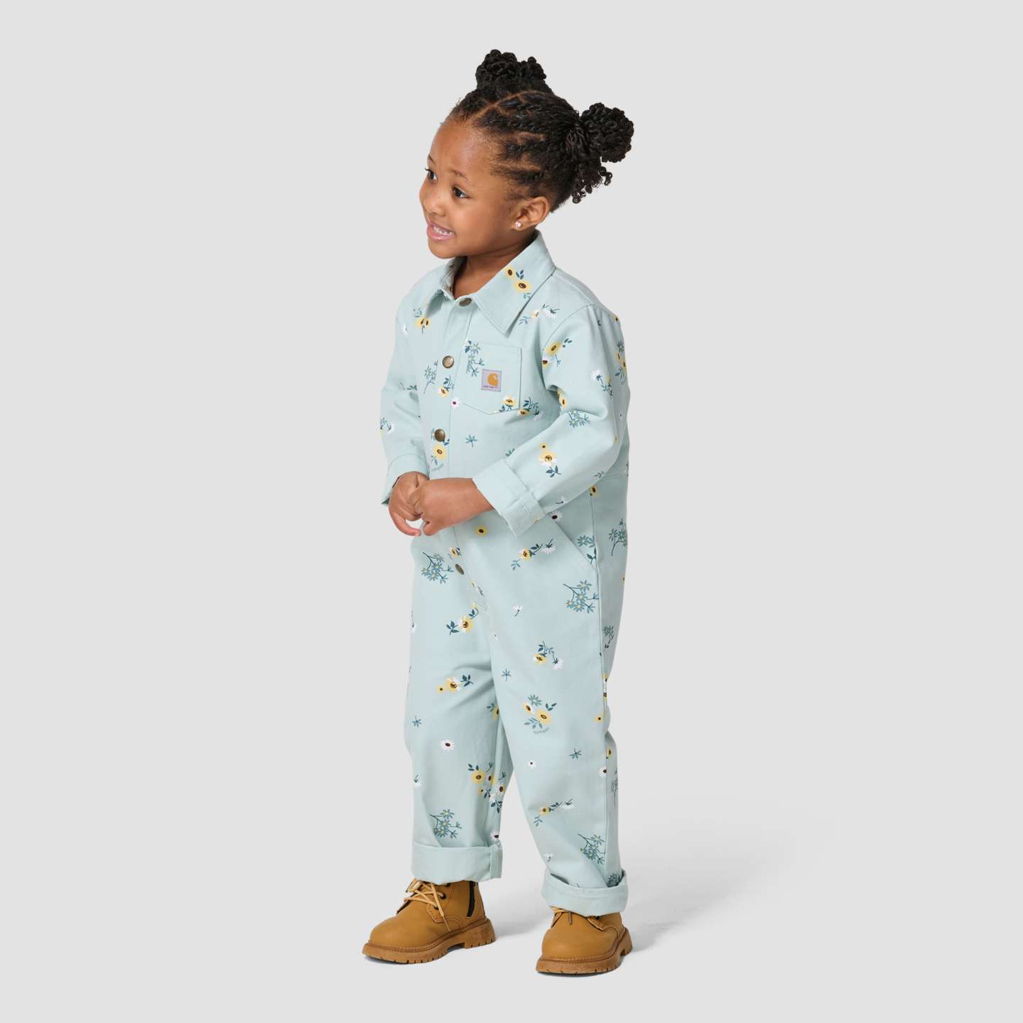 Комбинезон Carhartt Long Sleeve Snap-Front Printed Canvas Coverall для девочек-малышей, цвет: Синий мглистый — фото 3