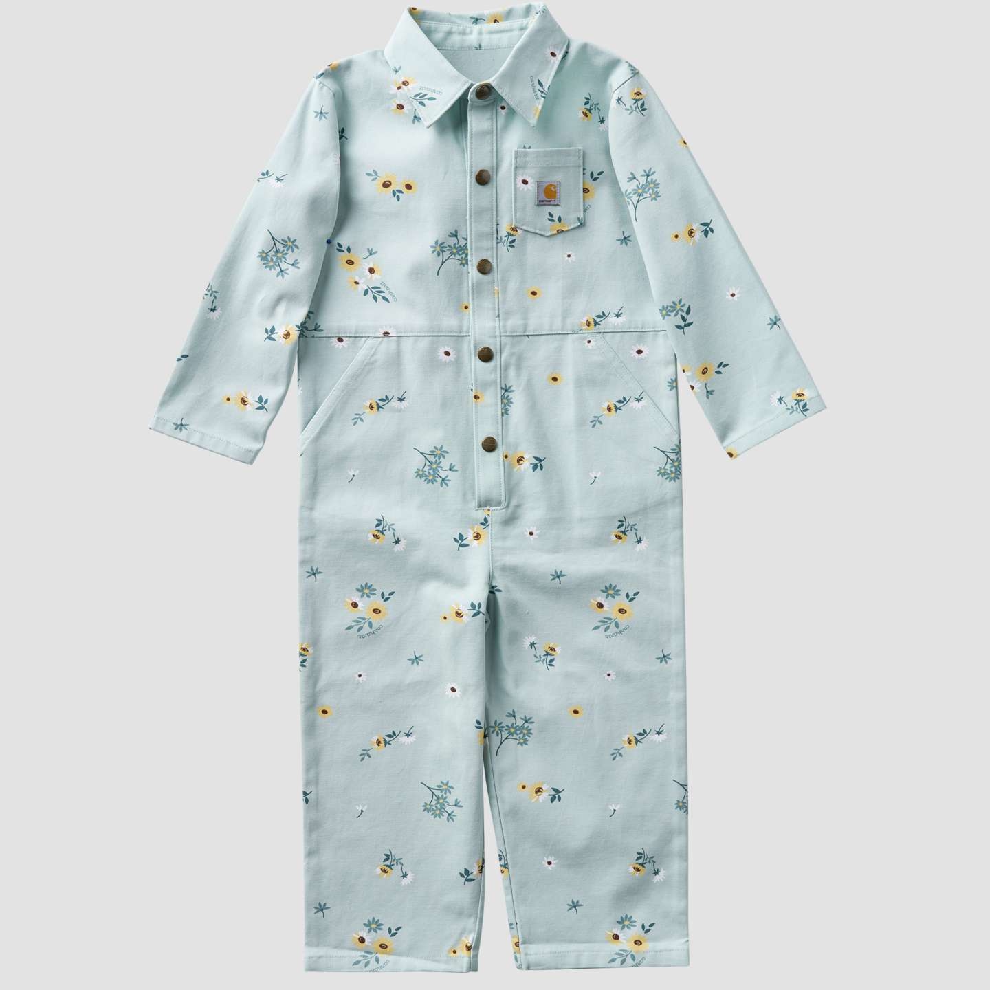 Комбинезон Carhartt Long Sleeve Snap-Front Printed Canvas Coverall для девочек-малышей, цвет: Синий мглистый — фото 5