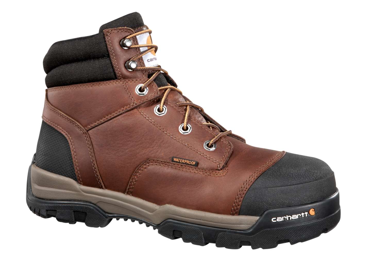 Мужские ботинки Carhartt Ground Force Waterproof 6" Composite Toe Work, цвет: Арахисовый рыжевато-коричневый кожаный — фото 1