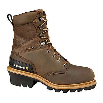 Carhartt Men's CRAZY HORSE BROWN OIL TANNED Waterproof Insulated 8" Composite Toe Logger Boot