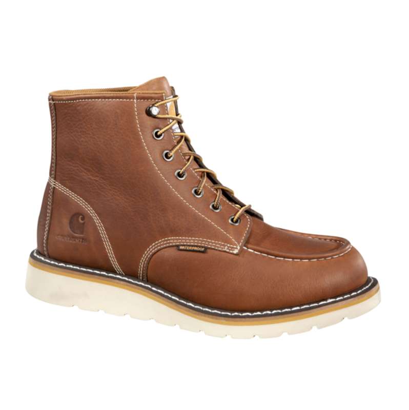 Carhartt  SOFT TAN FULL GRAIN LEATHER Waterproof 6" Moc Toe Wedge Boot