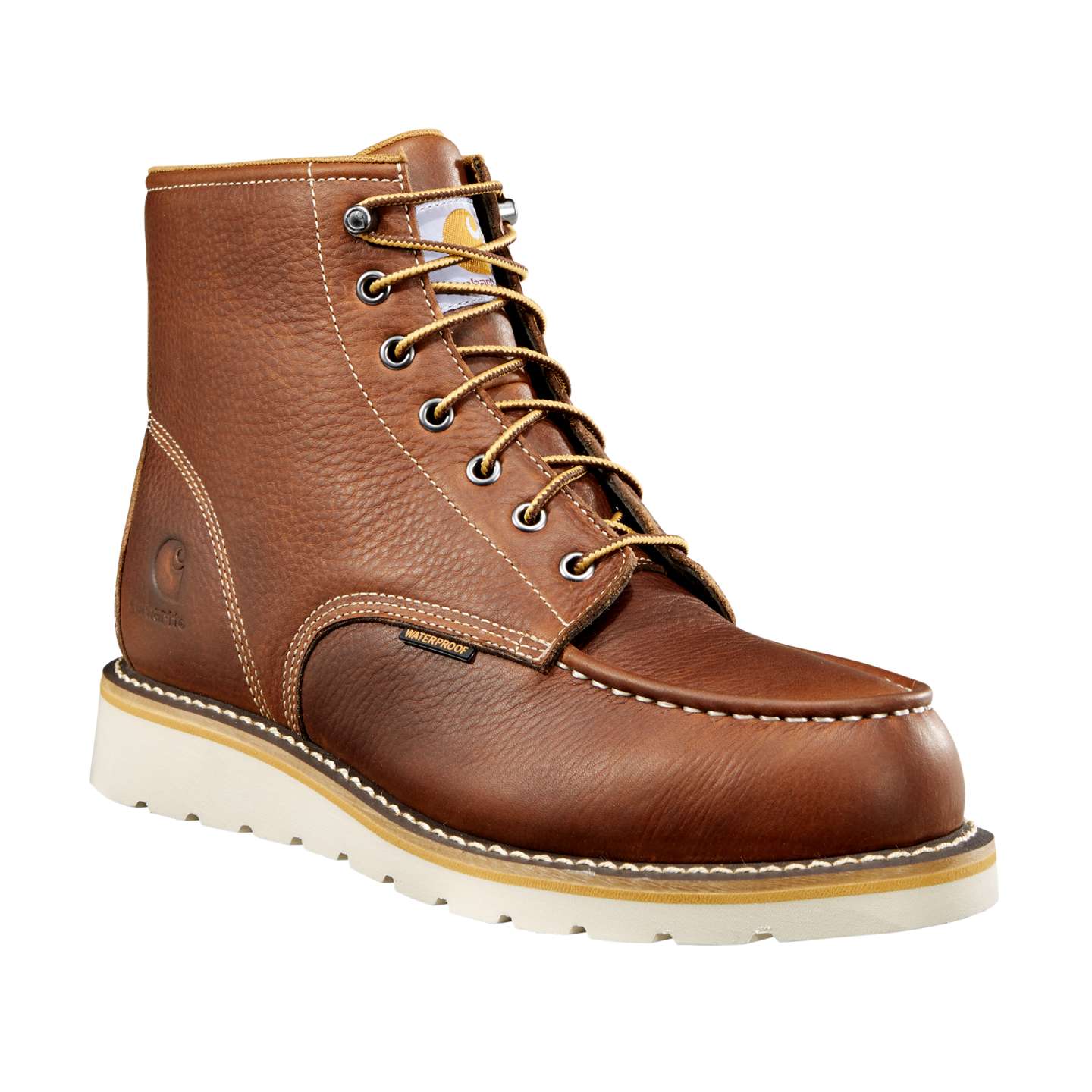 Мужские ботинки Carhartt Waterproof 6" Moc Toe Wedge, цвет: Рыжевато-коричневый кожаный — фото 2