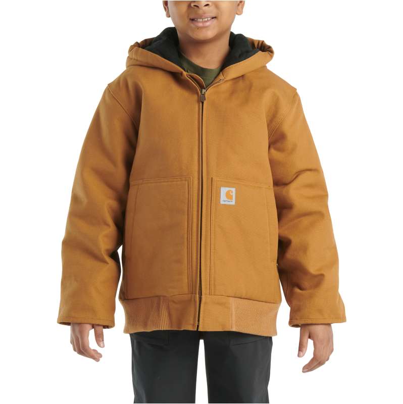 Carhartt  Carhartt Brown Boys' Flannel Quilt Lined Active Jac (Child/Youth)