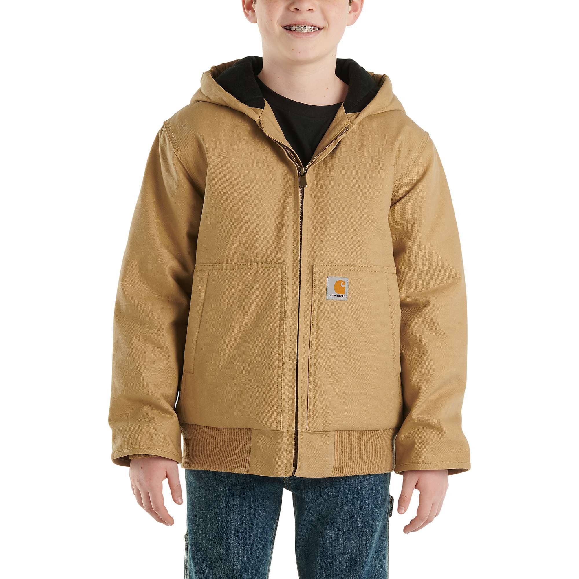 Carhartt Jackets: Boy's CP8545 BLK Black Cotton Canvas Lined Jacket