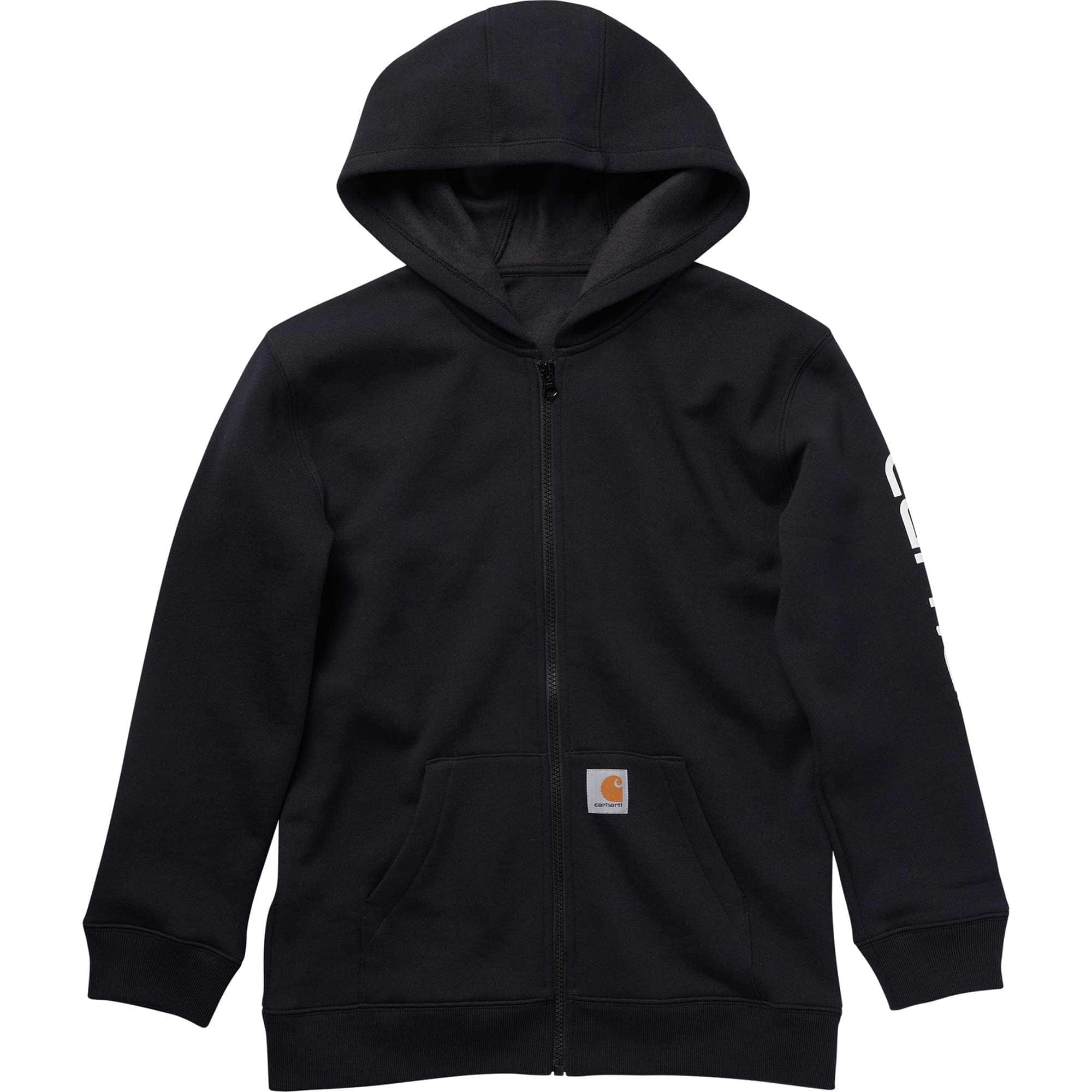 Carhartt Boys' Hooded Full Zip Sleeve Logo Sweatshirt