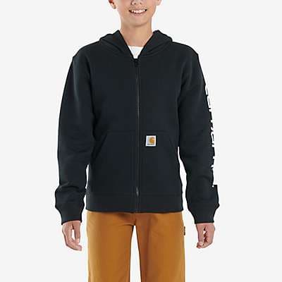 Carhartt Youth boy,child boy Caviar Black Boys' Long-Sleeve Full Zip Logo Sweatshirt