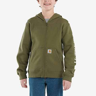 Carhartt Youth boy,child boy Ivy Green Boys' Long-Sleeve Full Zip Logo Sweatshirt