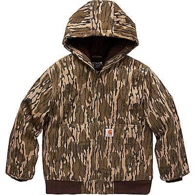 Carhartt Youth boy,child boy Mossy Oak Bottomland Camo Boys' Zip Front Canvas Insulated Hooded Camo Active Jac