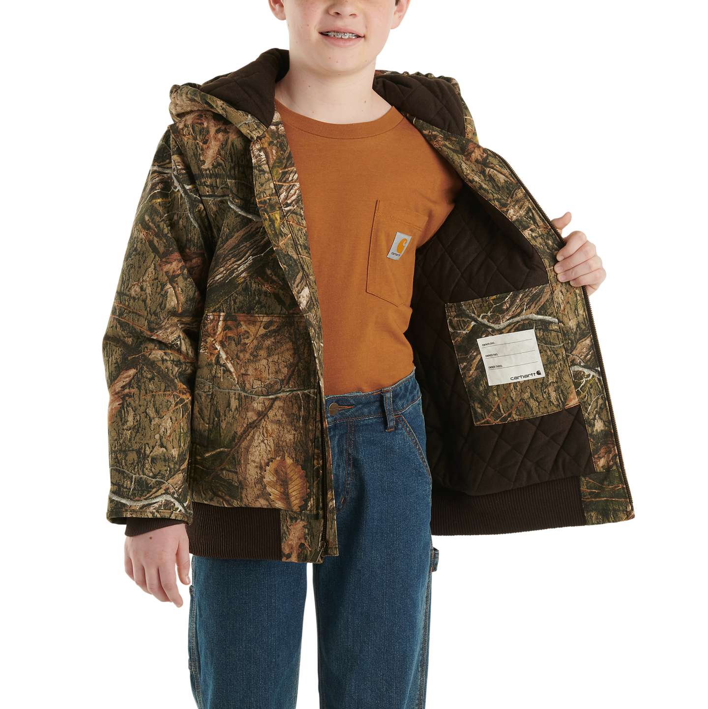 Куртка Carhartt Zip-Front Canvas Insulated Hooded Camo для мальчиков, цвет: Mossy Oak Break-Up Country — фото 3