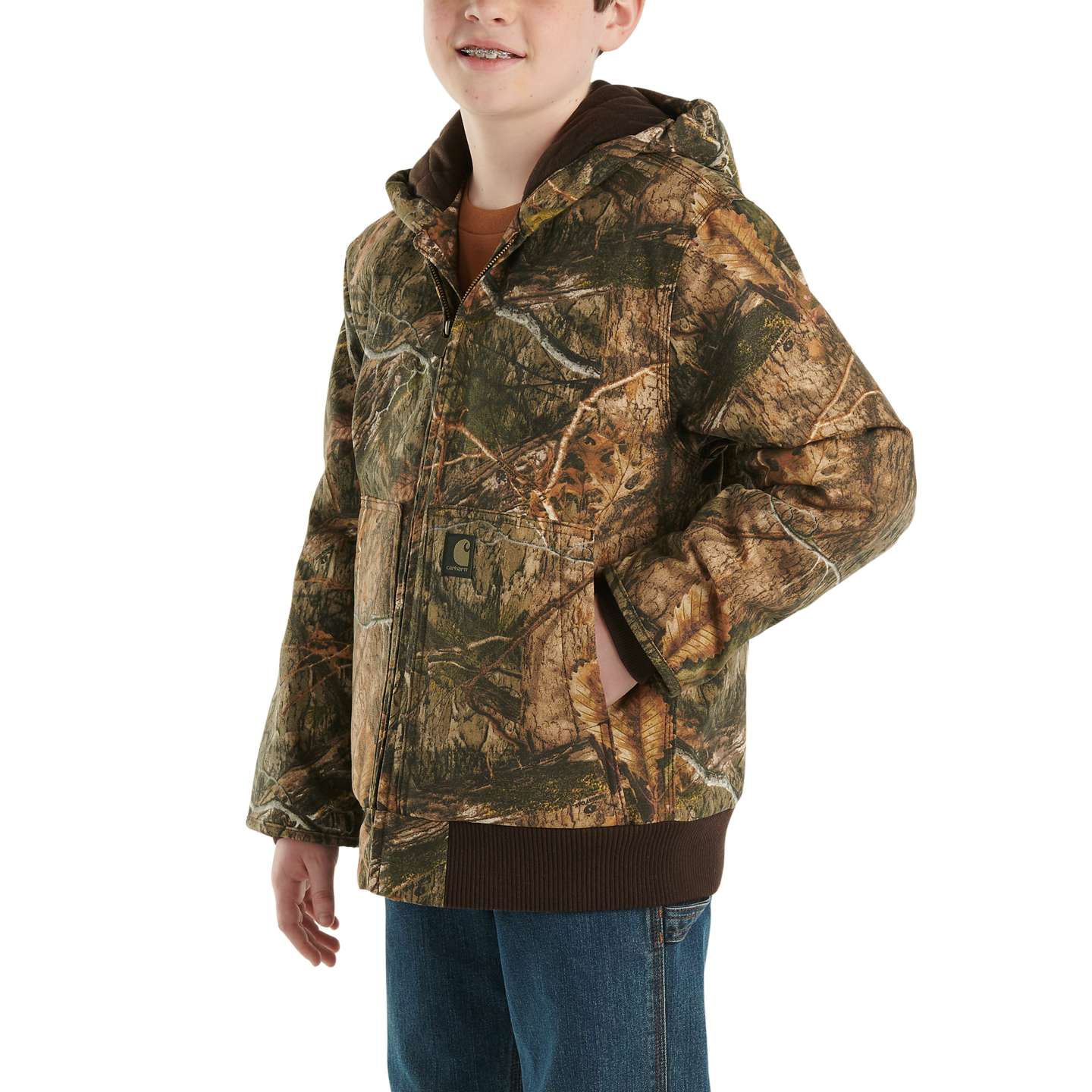 Куртка Carhartt Zip-Front Canvas Insulated Hooded Camo для мальчиков, цвет: Mossy Oak Break-Up Country — фото 4