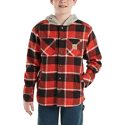 Carhartt Youth boy,child boy Red Barn Boys' Flannel Snap-Front Hooded Shirt Jacket (Child/Youth)