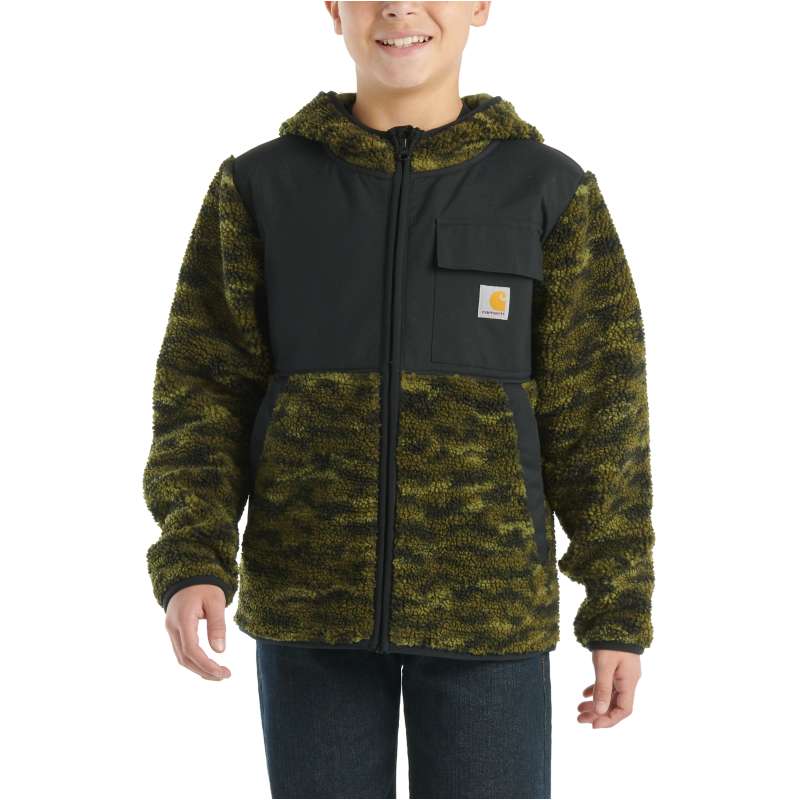 Carhartt  Green Camo Boys' Long-Sleeve Full Zip Sherpa Jacket (Child/Youth)